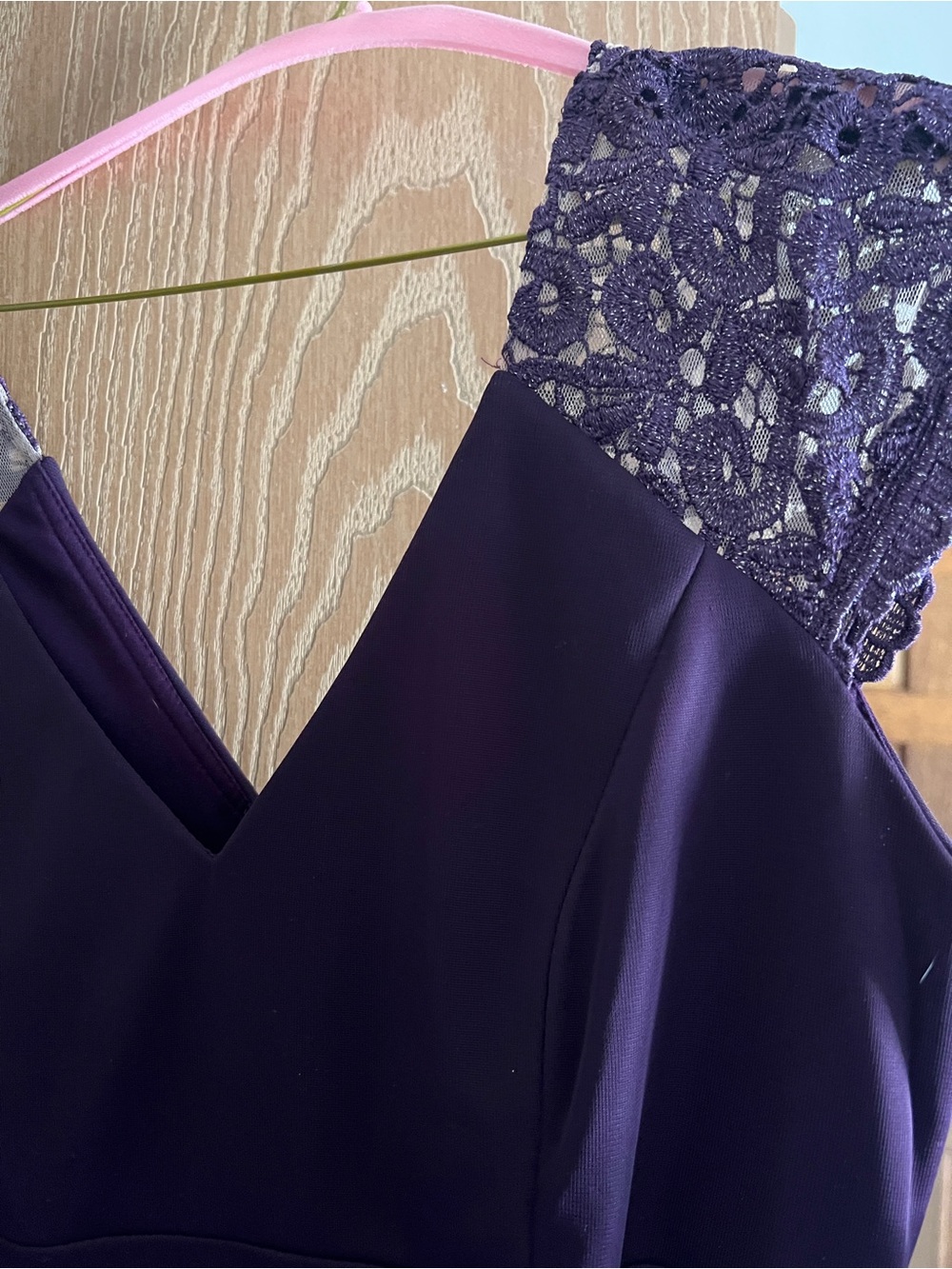 Elegant Purple Lace-Trim Formal Dress
